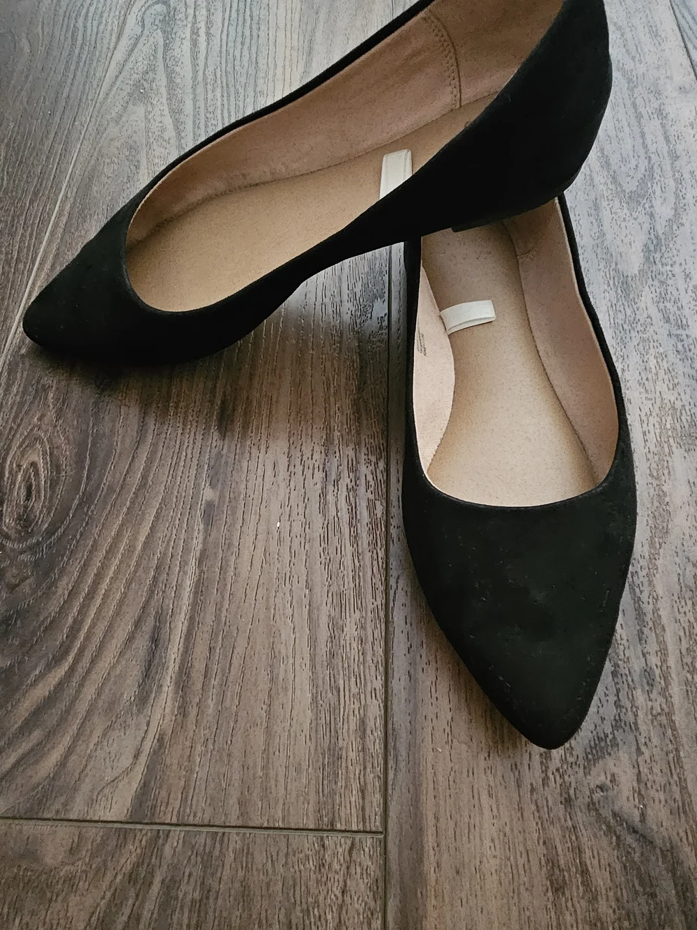 a new day Black Pointed Toe Suede Flats